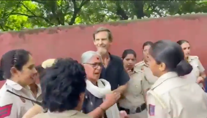 Jean Dreze pro-pales tine protest Delhi
